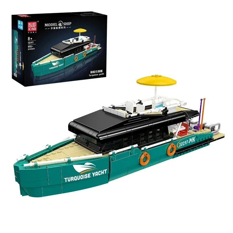Model Kit Yacht - 터키색 고급 요트 조립 블록 세트,