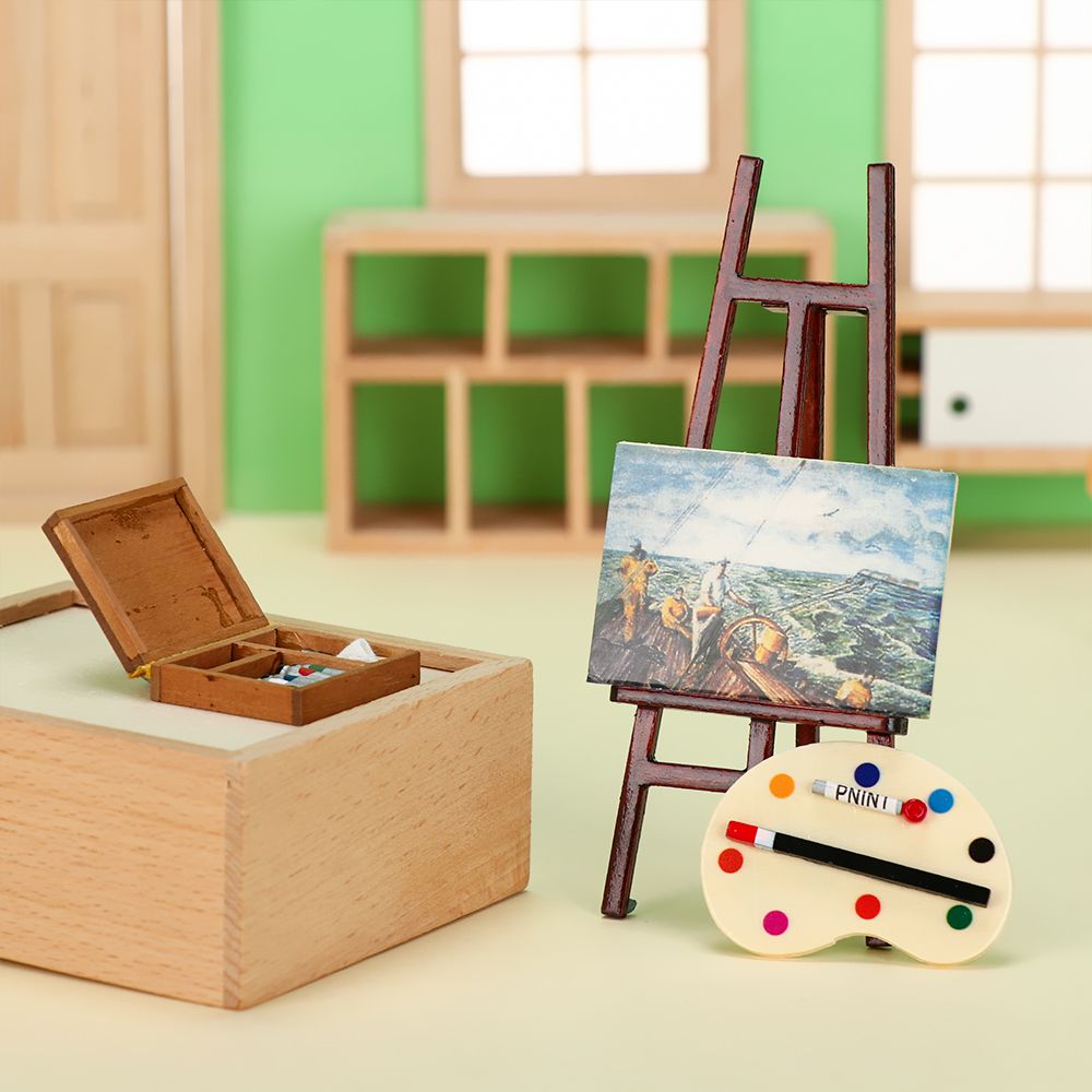 1:12 인형 집 가구 미니어처 이젤 나무 상자, 드로 - Paint Model Kit 리뷰 및 가격